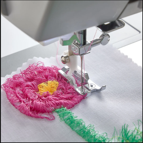 Pie para efecto flecos y bucle para maquina coser domestica